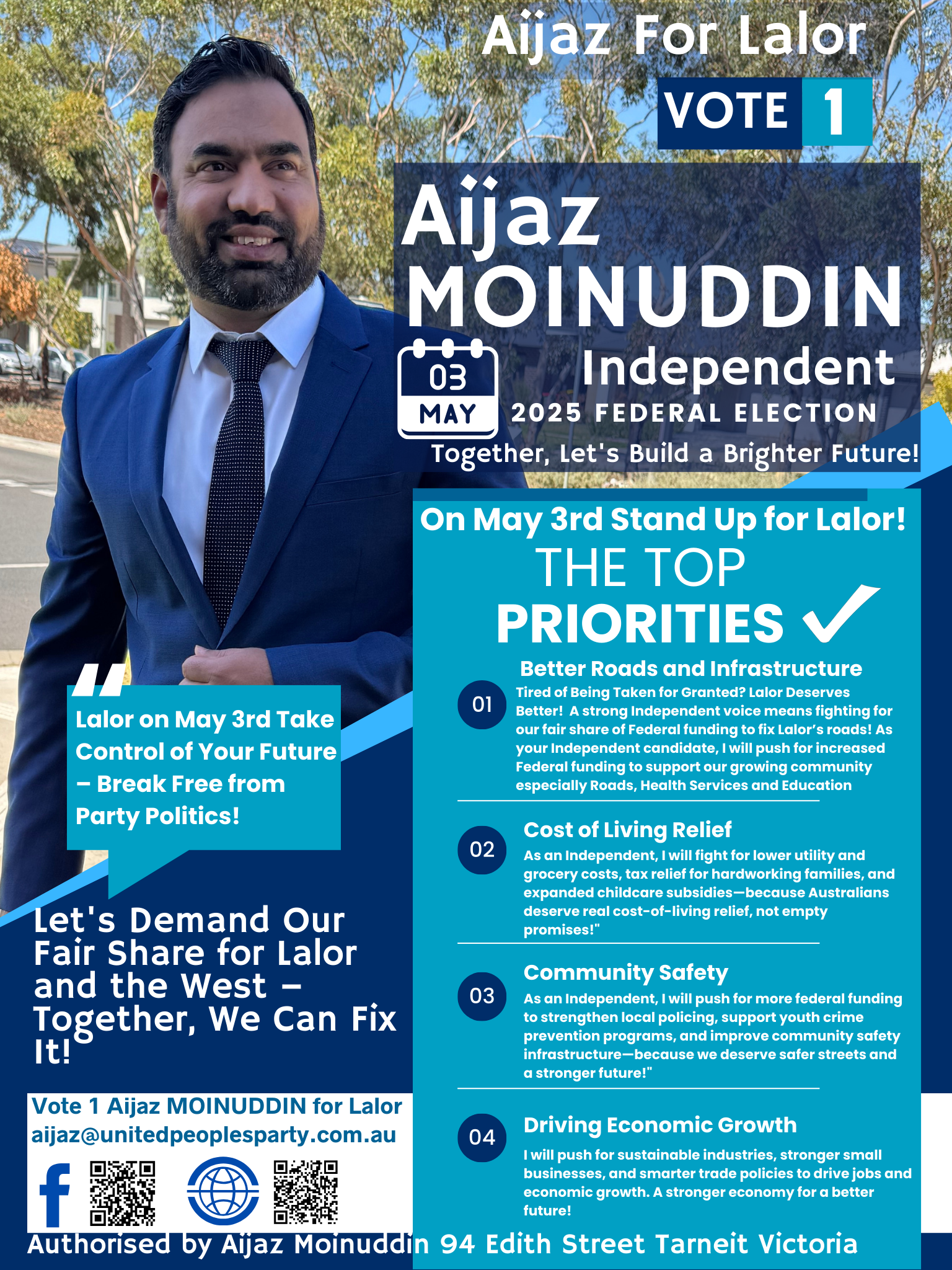 Vote 1 Aijaz Moinuddin for Lalor